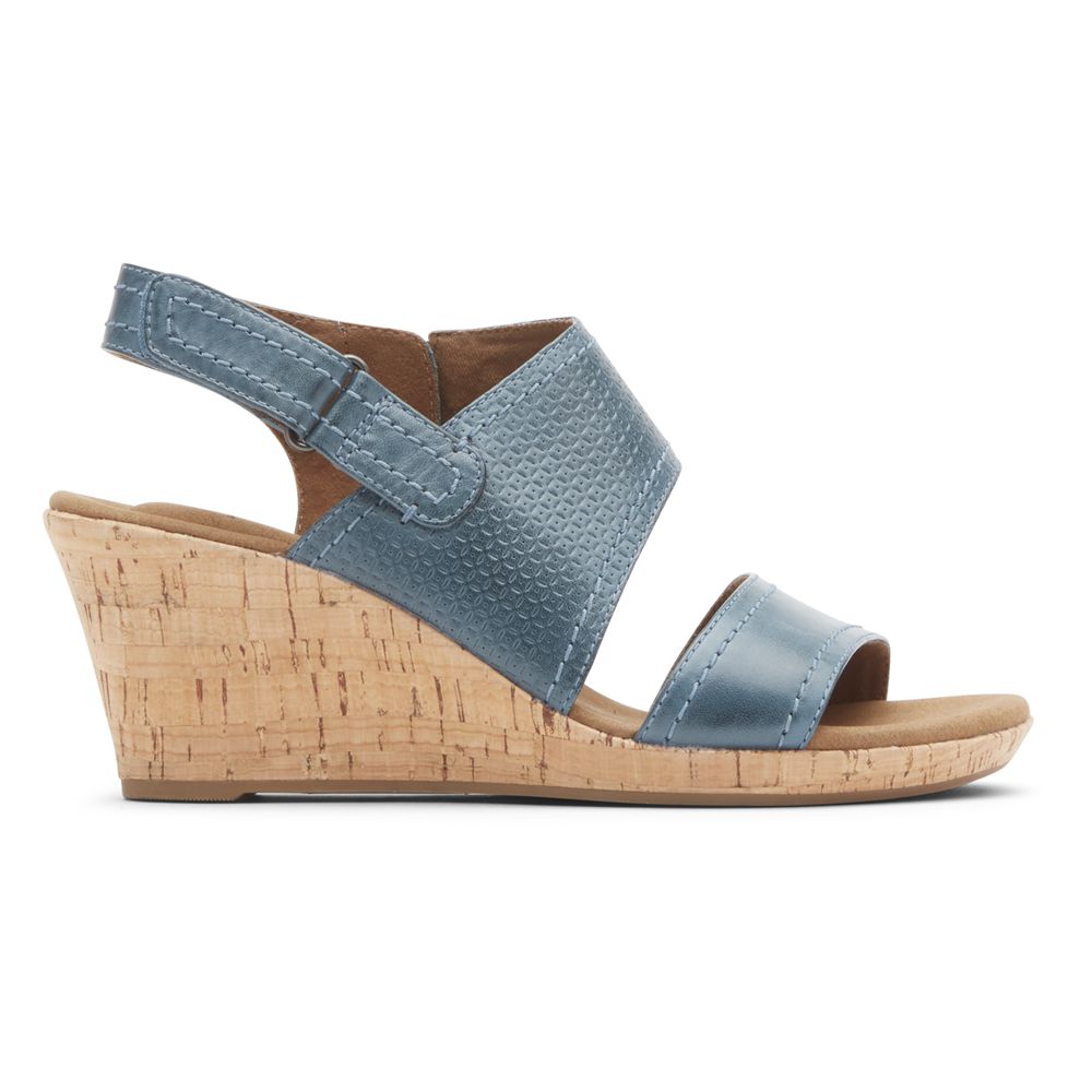 Rockport Briah Asymmetrical 2-Piece - Womens Wedges Sandals - Blue - NZ (LRI-058192)